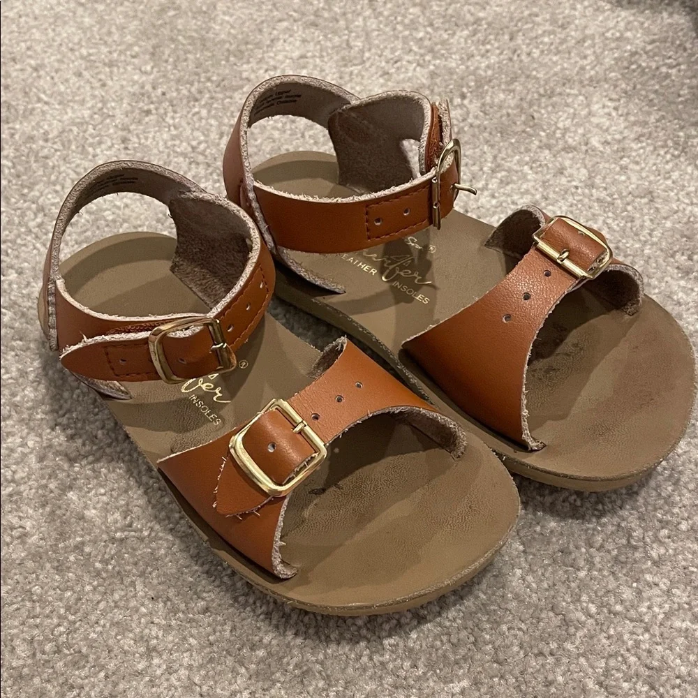 Children's Brown Buckle Sandals with Adjustable Straps